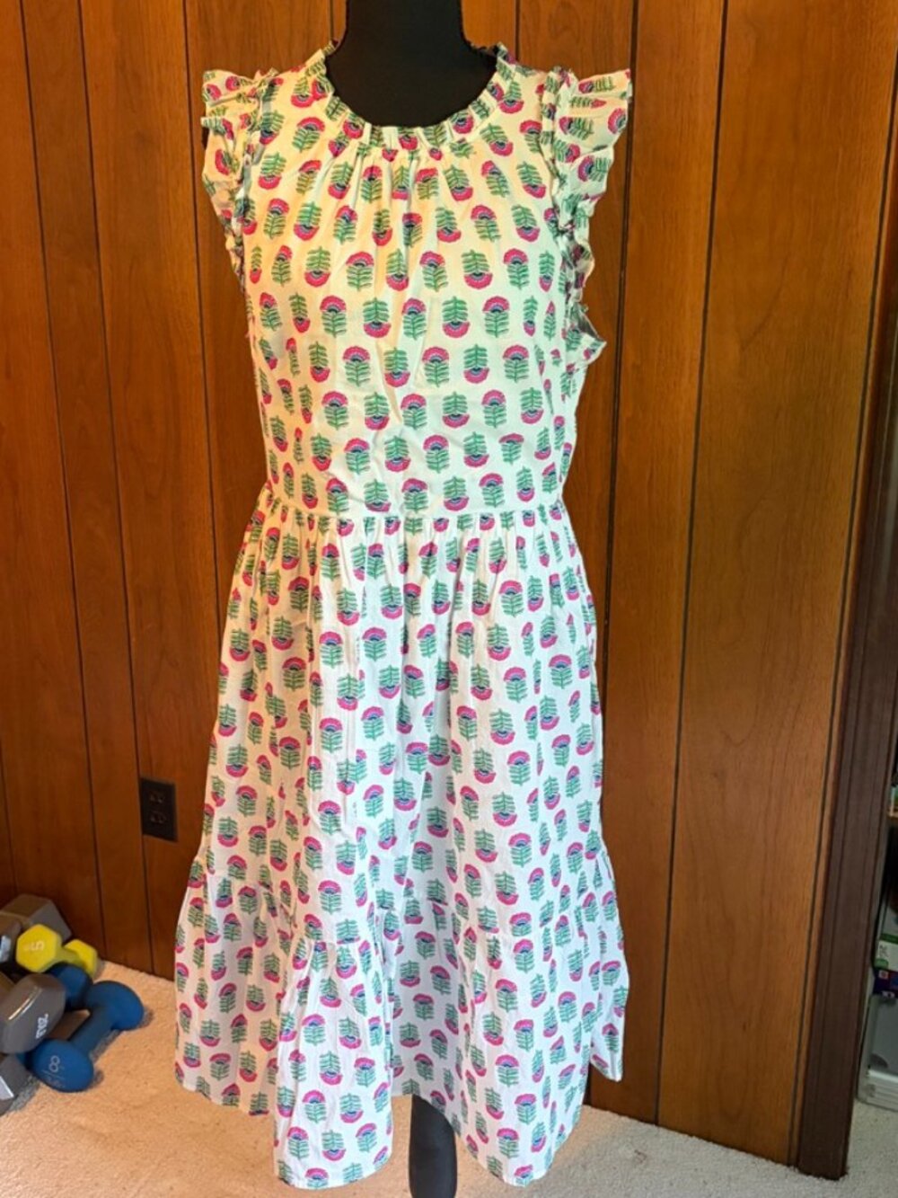 High neck floral sleeveless dress